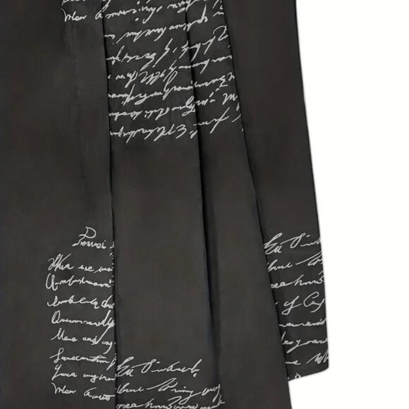 Black Script Print Shirt Dress – XXL Long Sleeve Button-Down Mini - Picture 3 of 4